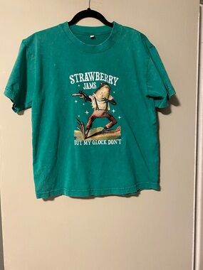 Green 'Strawberry Jams' Graphic Short Sleeve Tee